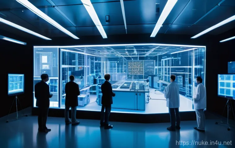 원자력 발전 관련 실습 장비 소개 - Inside a meticulously maintained, high-tech section of a nuclear power facility, a sophisticated, mu...