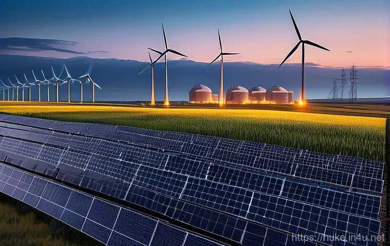 원자력 발전과 전력망 통합 사례 - **Flexible Nuclear in a Smart Energy Grid**
A futuristic, highly efficient energy landscape at d...