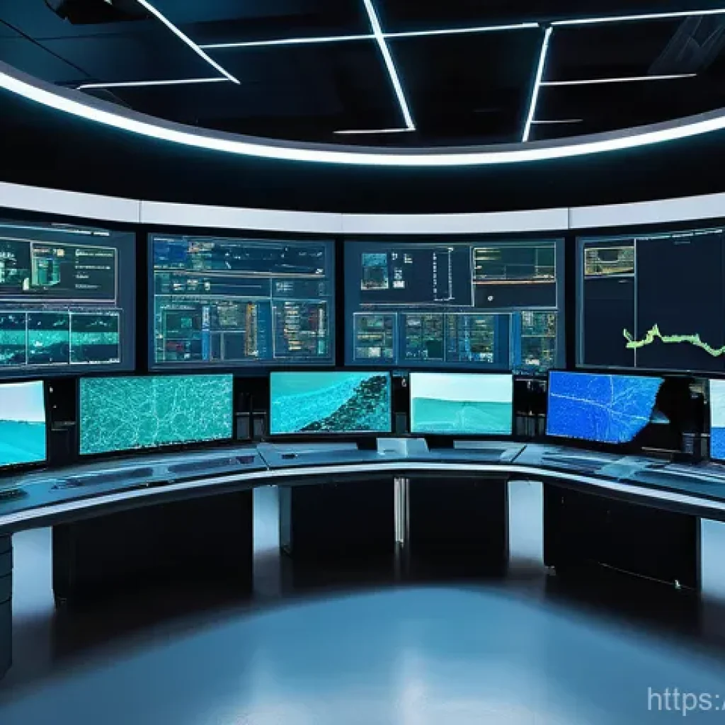 원자력 발전소 유지보수 기술 - A futuristic nuclear power plant control room, filled with skilled engineers and operators meticulou...