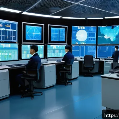 원자력 기술 경력자의 전직 전략 - A detailed, high-tech control room of a small modular nuclear reactor (SMR) facility, featuring engi...